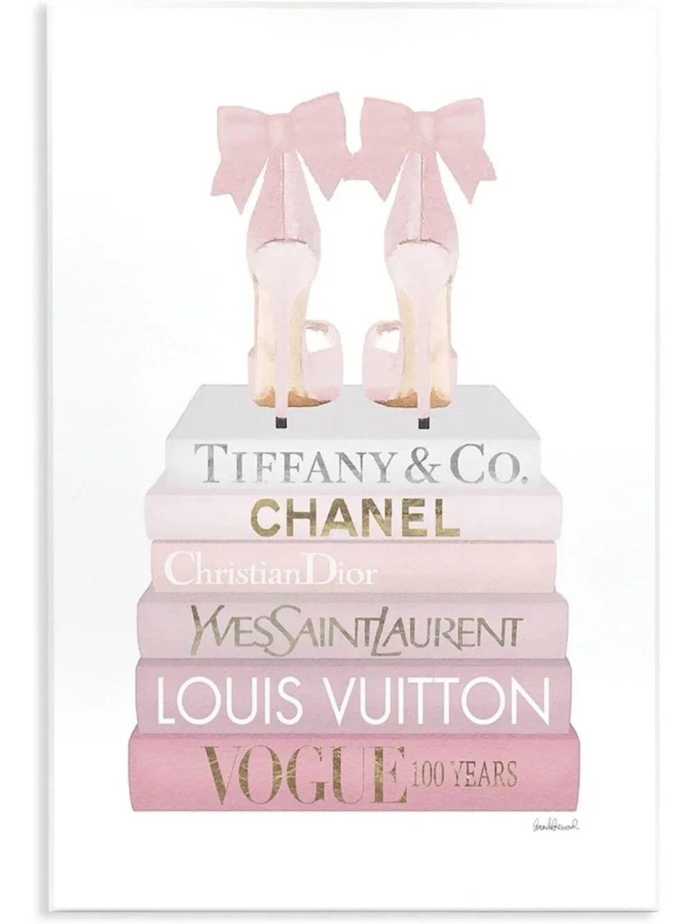 Chic Glam Bookstack Wall Art Plaque | 10x15 Inch Fashion Decor | Ready to Hang